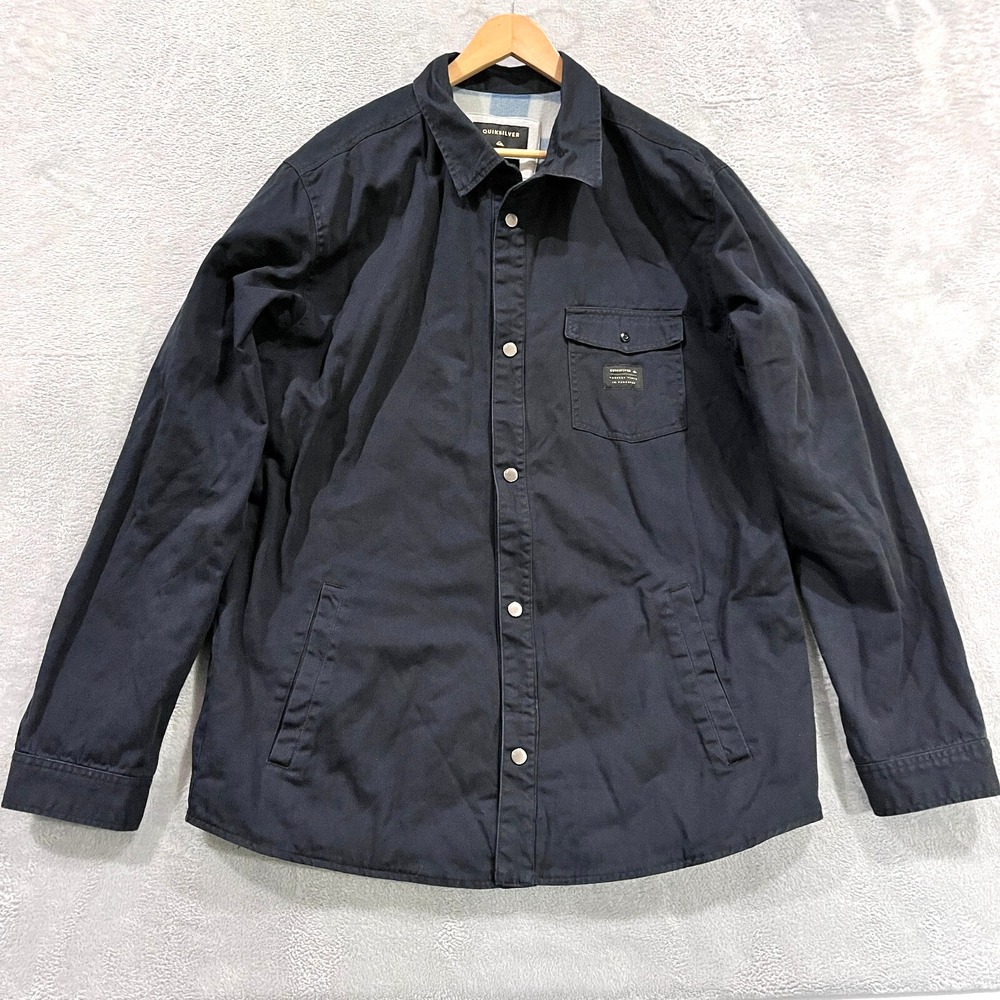 Quicksilver Flannel Jacket Mens XXL Blue Lined Button Up Outdoor Work Cotton